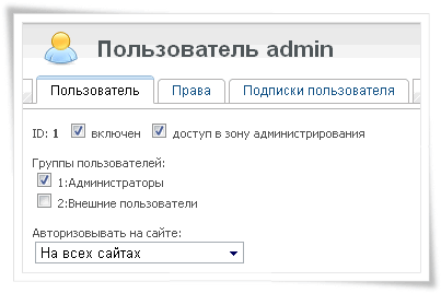 Таблица прав пользователя Таблица прав пользователя